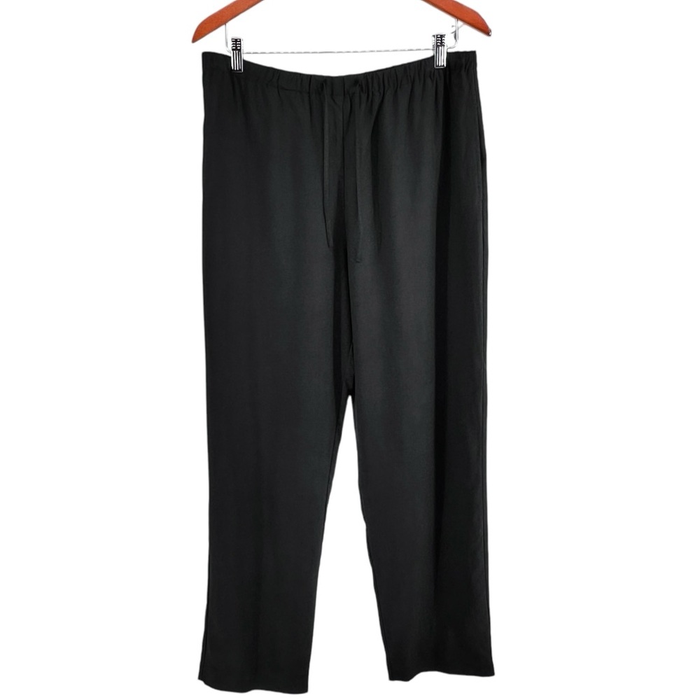 Vintage Orvis Womens Silk Pull On Pants Size 14 Black Stretch Waist Straight Leg
